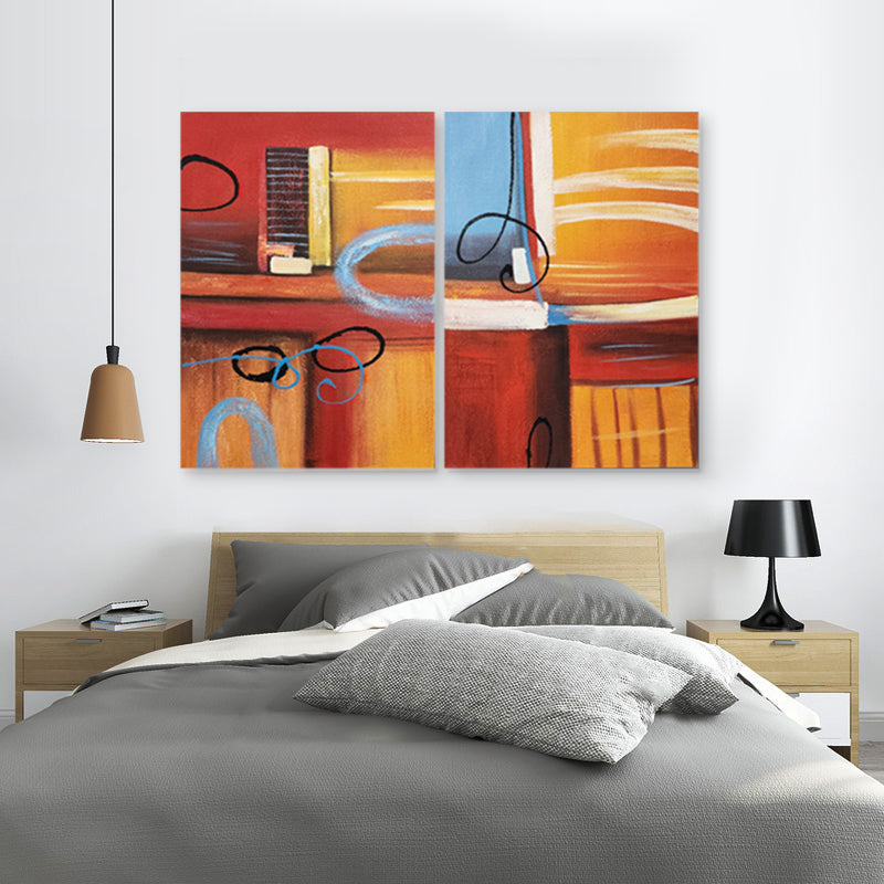 Heat of Abstract - Hand Painted Art - 2 Piece Set MTO-4671