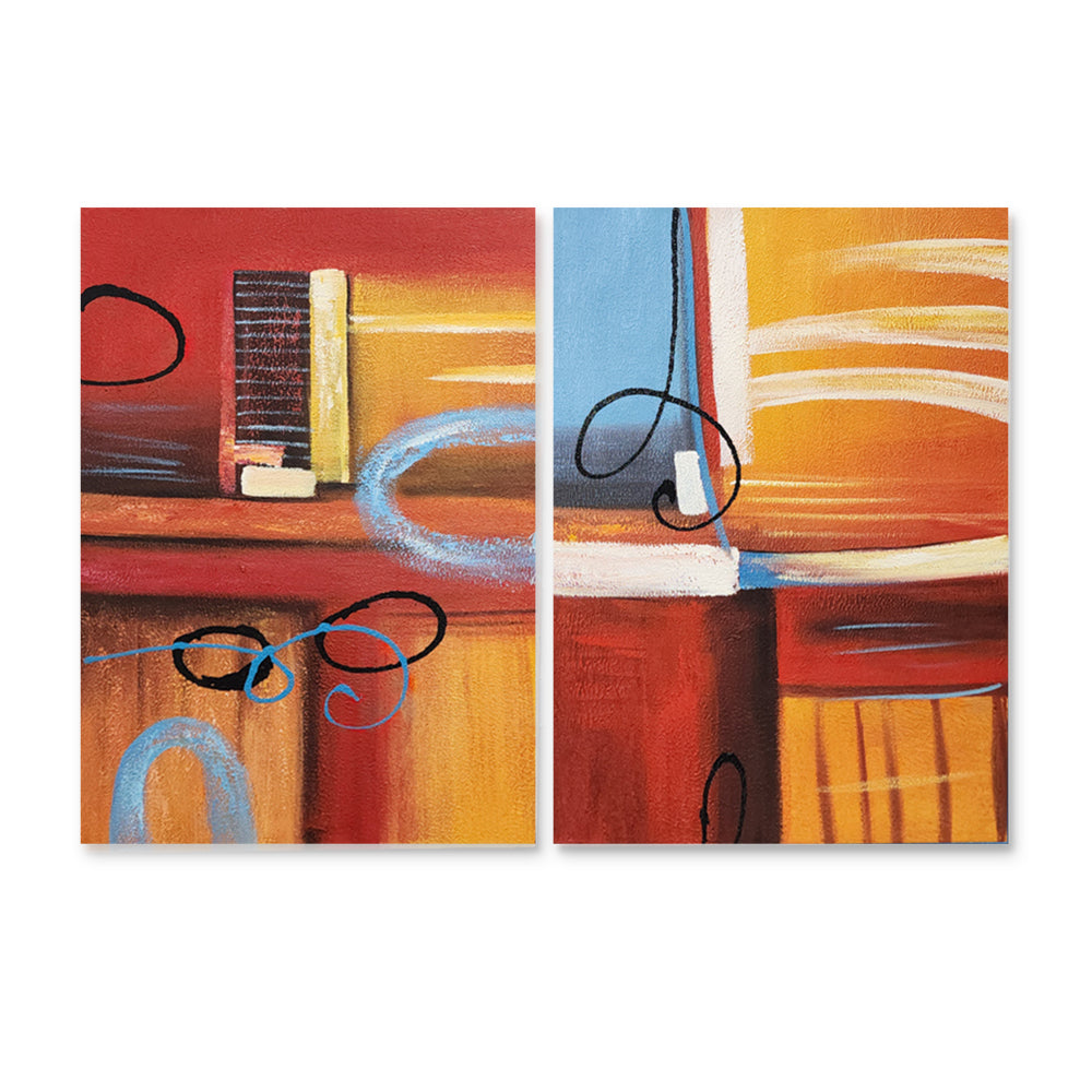 Heat of Abstract - Hand Painted Art - 2 Piece Set MTO-4671