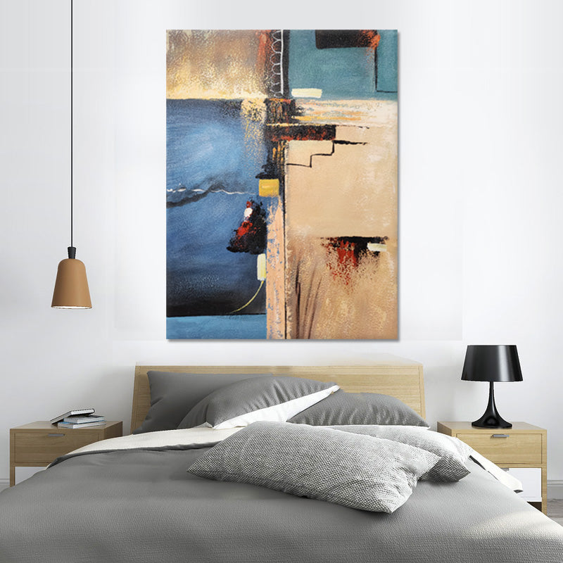 Blue And Beige Abstract - Hand Painted Art - MTO-490