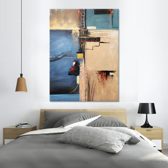 Blue And Beige Abstract - Hand Painted Art - MTO-490