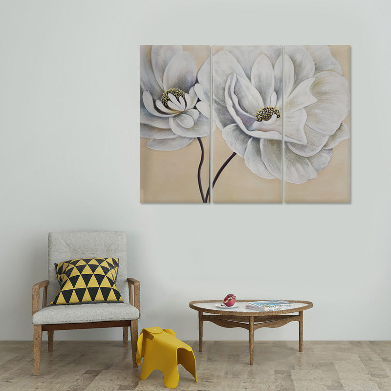 Soft Bloom Triptych - Hand Painted Art Set of 3 - MTO-541