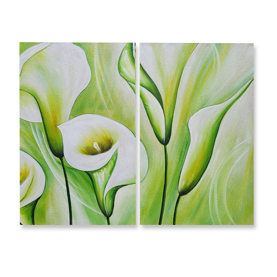 Elegent Green Lilies – Diptych - Hand Painted Art Set - MTO-550, 50x80cm