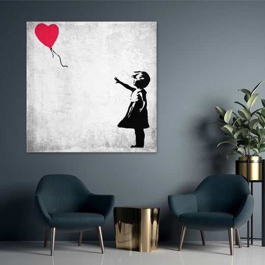 Girl with Balloon - Ready to Hang Canvas Print - POD139 - 90x90cm - Priceless ART:  Australia's Largest Range of Affordable ART