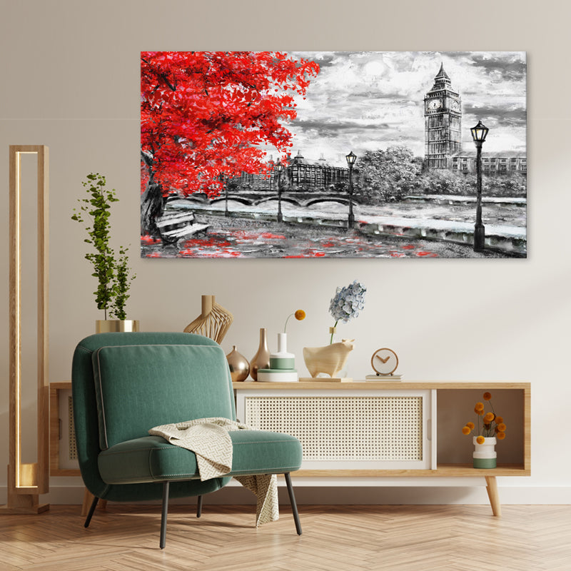 London Autumn with Big Ben - Canvas Print - 80x150cm - POD374