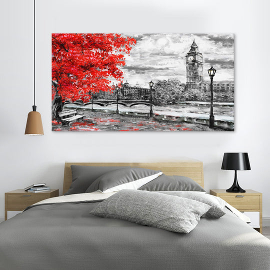 London Autumn with Big Ben - Canvas Print - 80x150cm - POD374