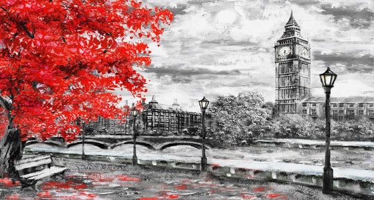 London Autumn with Big Ben - Canvas Print - 80x150cm - POD374