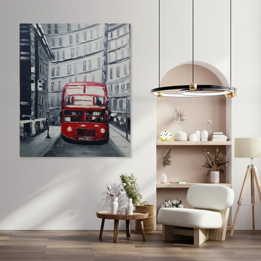 British Bus - Mixed Media Art - YA421B