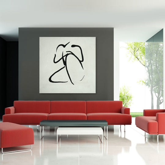 Minimalist Figure Study - Hand Painted Artwork - 75x75cm - YA449C