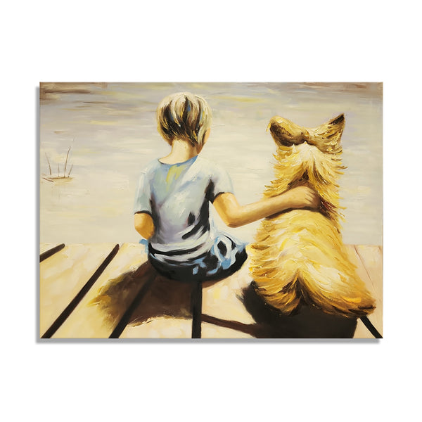 A Boy and his Dog - Hand Painted Art - 75x100cm YA501
