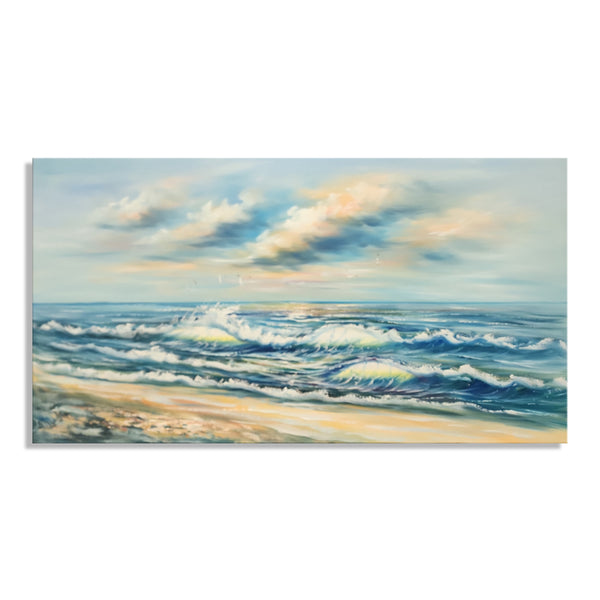 Shimmering Beach - Divine Depiction of a Serene Coastal Shore, with Stunning Texturally Painted Details, Size 80x150cm