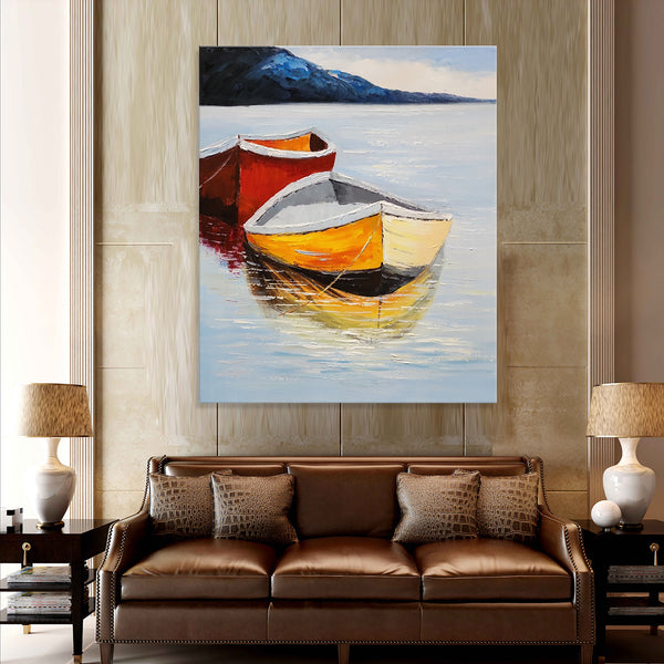 Lone Boats - Hand Painted Art - 50x60cm YA518