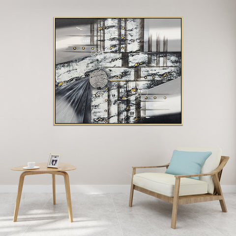 Timeless Ephemera -100x120cm Modern Abstract With Oak Shadow Frame
