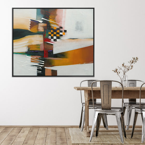 Victory's Fruition - Earthy Toned Modern Abstract Art, Finished with a Black Coloured Frame