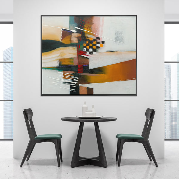 Victory's Fruition - Earthy Toned Modern Abstract Art, Finished with a Black Coloured Frame