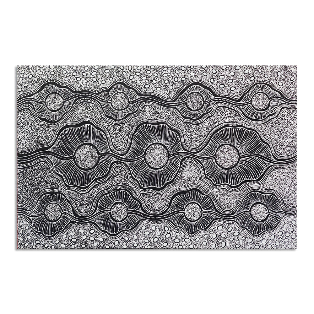 Tunnels of Light - Stunning Modern Dot Painting Artwork Featuring Meticulously Painted White Dots on a Black Background, Size 100x150cm
