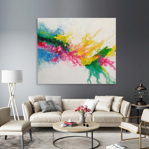 Pleasant Paroxysm - Stunning Colourful Abstract Modern Art Featuring an Explosion of Vivid Colours, Size 100x120cm