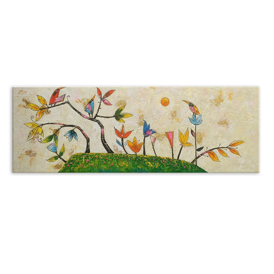 Land of Whimsy - Quirky And Fun Depiction of a Stylized Island Inhabited by Peculiar little Birds, Size 70x200cm
