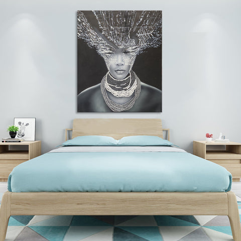 Lady Euphoria - Beautiful, Stylized Depiction of a Woman with an Expanding Head Symbolizing Deep Thought and Spiritual Awareness, Size 100x120cm