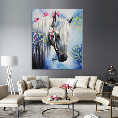 Portrait of an Equine - Gorgeous, Highly Detailed Portrait of a Beautiful Horse, Size 100x120cm