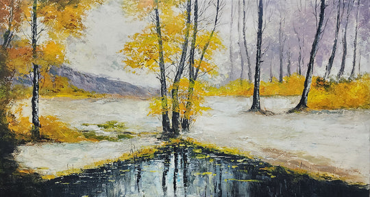 Golden Tranquility – A Unique Artwork Capturing Autumn’s Beauty Size 80x150cm