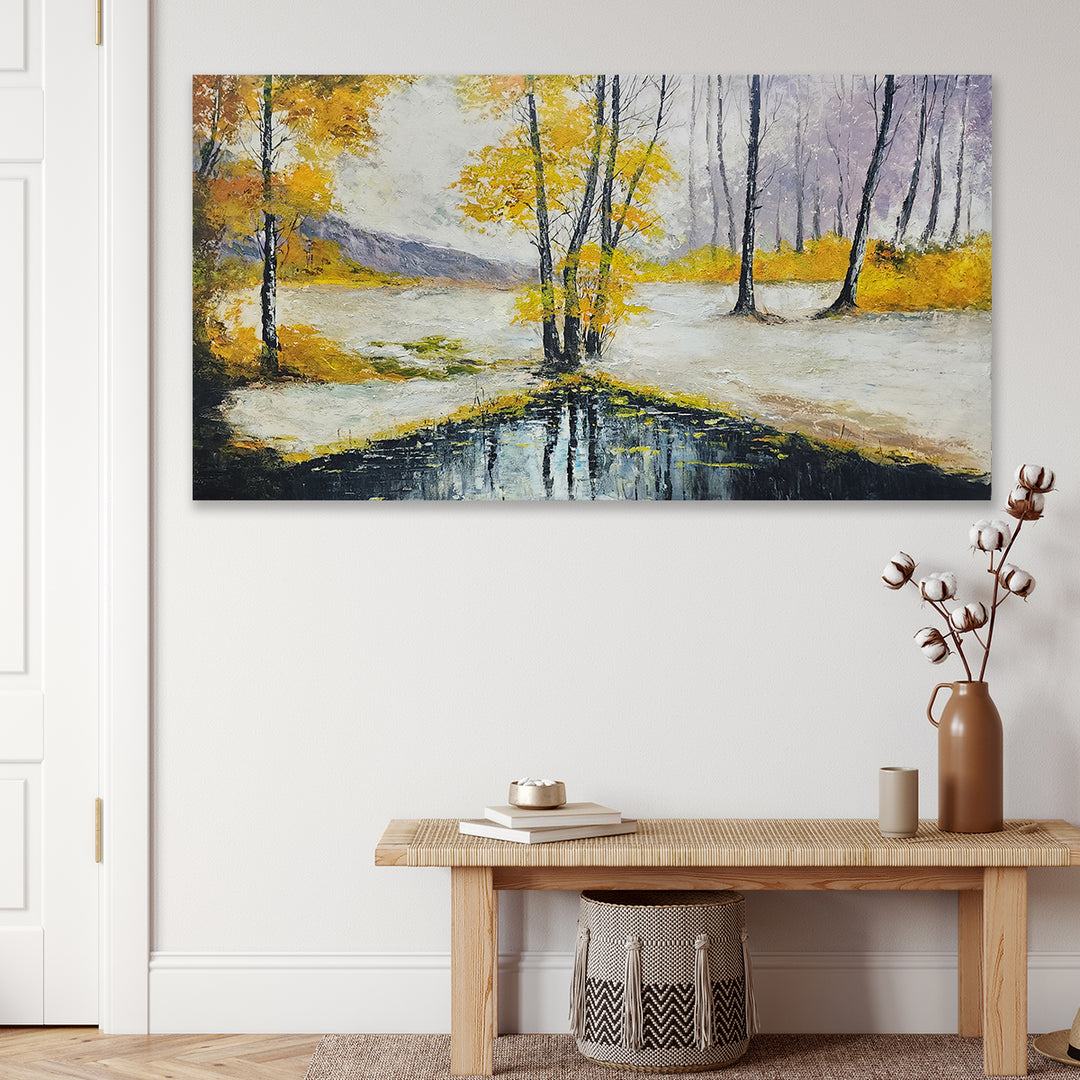 Golden Tranquility – A Unique Artwork Capturing Autumn’s Beauty Size 80x150cm