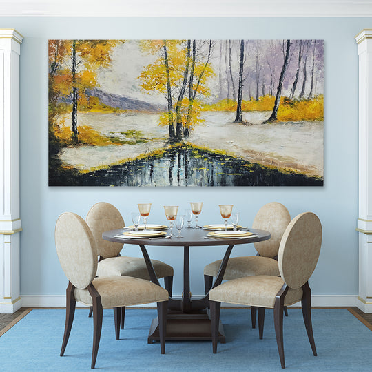 Golden Tranquility – A Unique Artwork Capturing Autumn’s Beauty Size 80x150cm