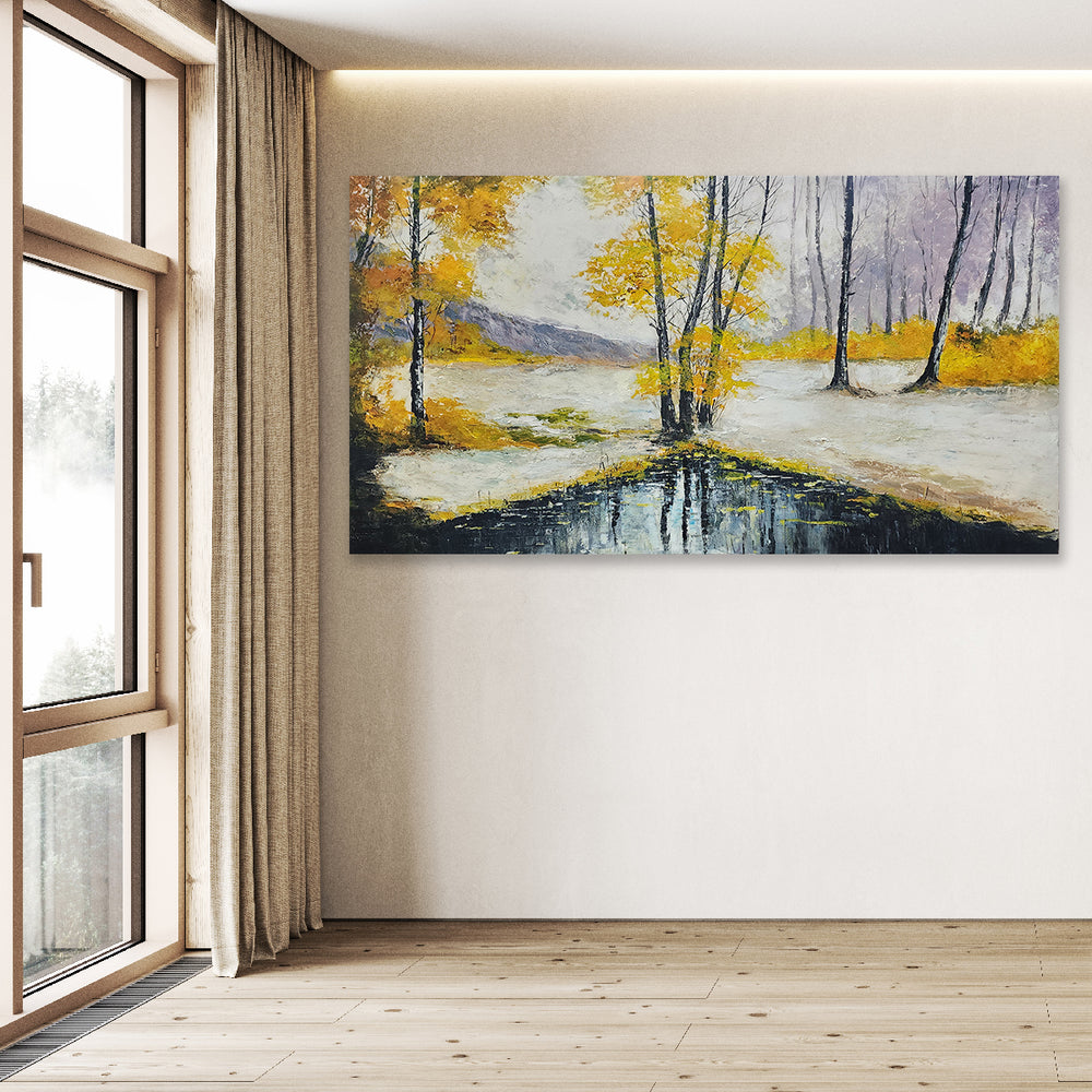 Golden Tranquility – A Unique Artwork Capturing Autumn’s Beauty Size 80x150cm