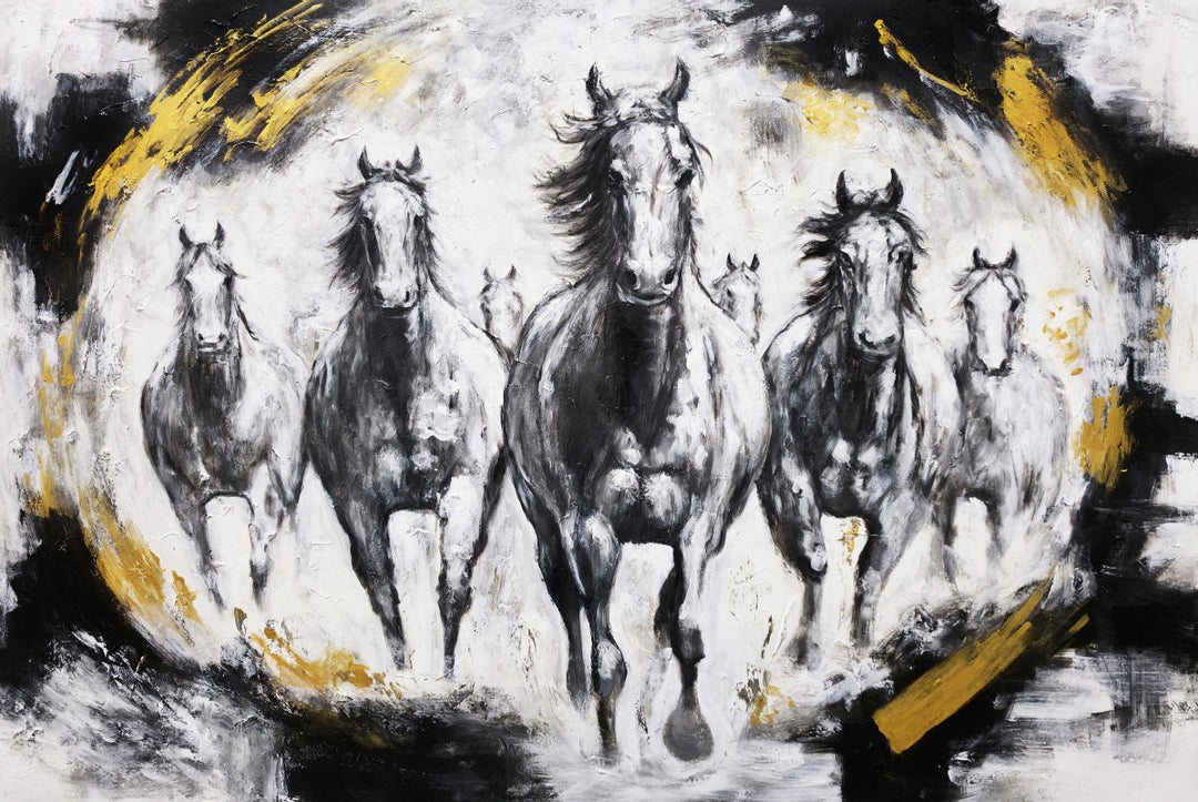 Golden Gallop - Hand Painted Canvas Artwork - 120x180cm - AC783