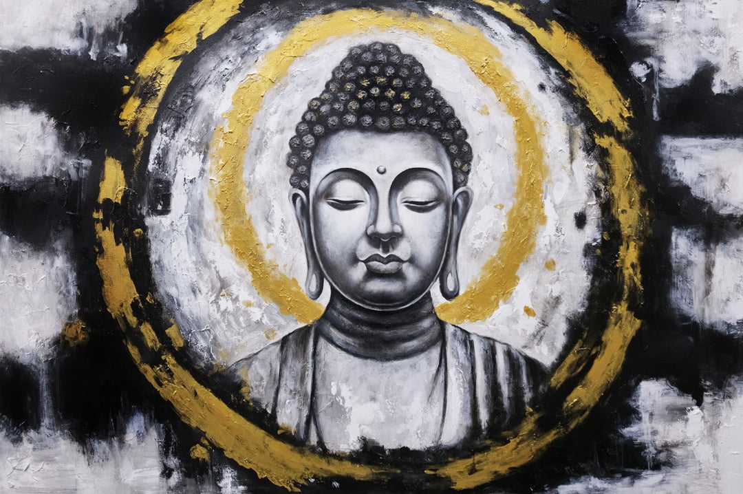 Golden Buddha Serenity - Hand Painted Canvas Artwork - 120x180cm - AC785