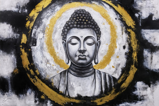 Golden Buddha Serenity - Hand Painted Canvas Artwork - 120x180cm - AC785