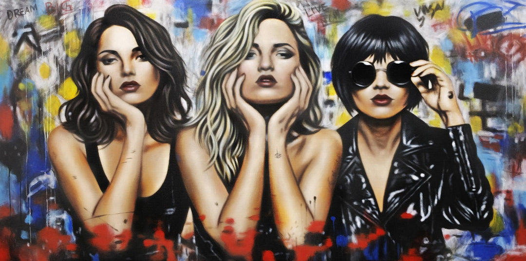 Urban Icons - Hand Painted Canvas Artwork - 100x200cm - AC788