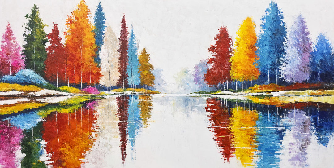 Spectrum Reflections - Hand Painted Canvas Artwork - 120x240cm - AC789