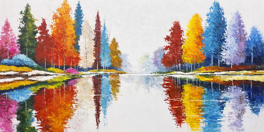 Spectrum Reflections - Hand Painted Canvas Artwork - 120x240cm - AC789