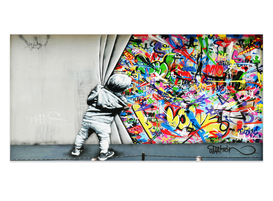 Behind the Curtain  (Banksy) - Canvas Art Print - CN457