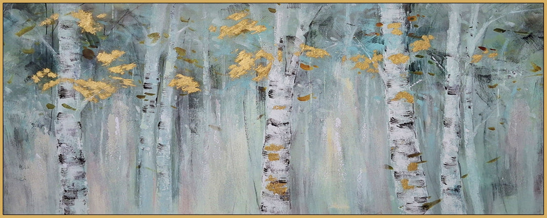 Birch Bliss with Gold Leaf - Oak Shadow Frame - CNL206 - 80x200cm