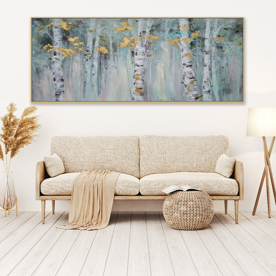Birch Bliss with Gold Leaf - Oak Shadow Frame - CNL206 - 80x200cm