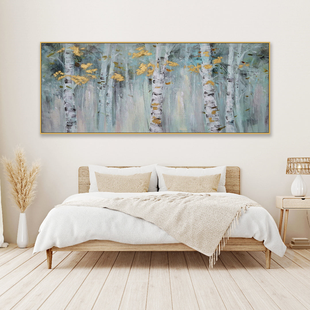 Birch Bliss with Gold Leaf - Oak Shadow Frame - CNL206 - 80x200cm