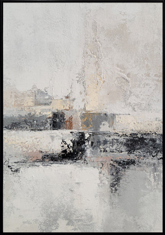Neutral Contentment - Embellished Art with Black Floating Frame - CNL420B - 75x100cm