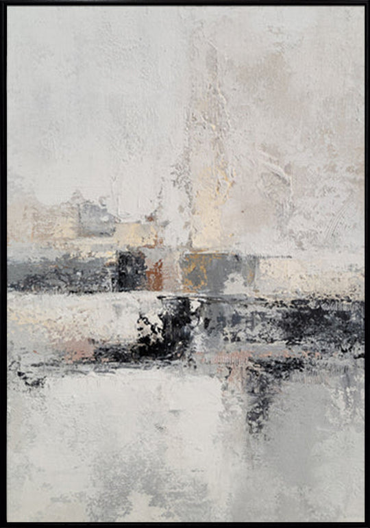 Neutral Contentment - Embellished Art with Black Floating Frame - CNL420B - 75x100cm