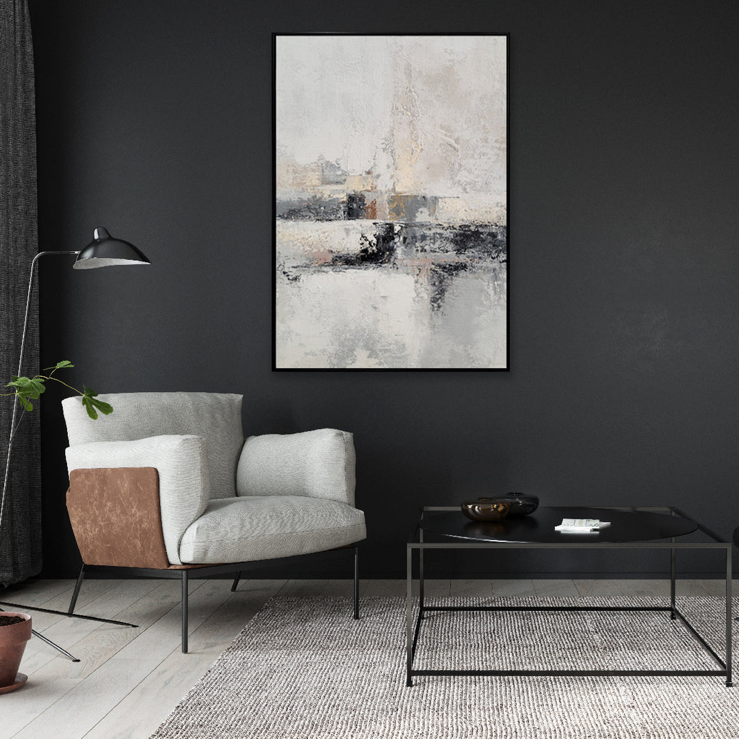 Neutral Contentment - Embellished Art with Black Floating Frame - CNL420B - 75x100cm