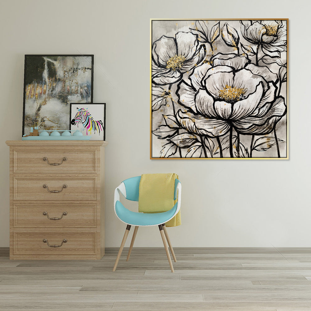 Florally Defined - Embellished Art with Shadow Frame - CNL425 - 90x90cm