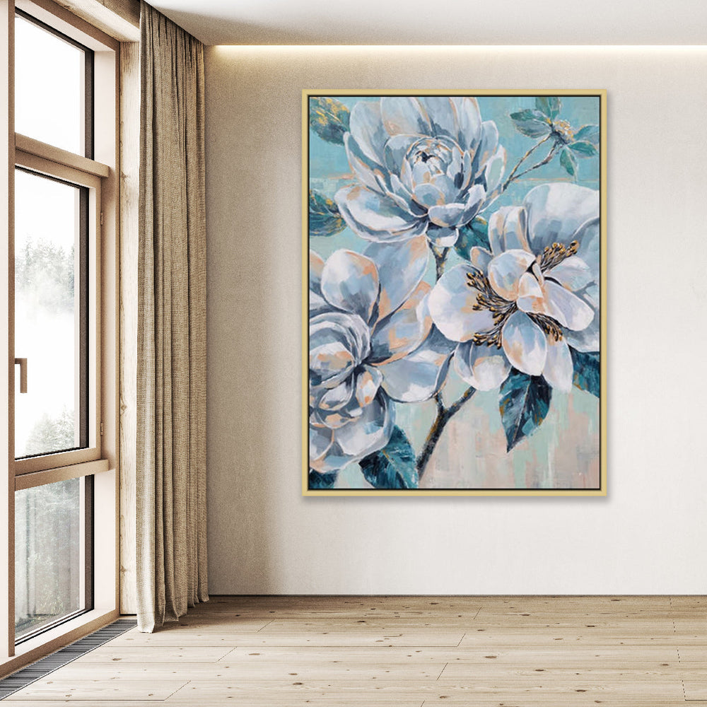 Blossoms in Blue Elegance - Embellished Art with Shadow Frame - CNL450 - 80x120cm