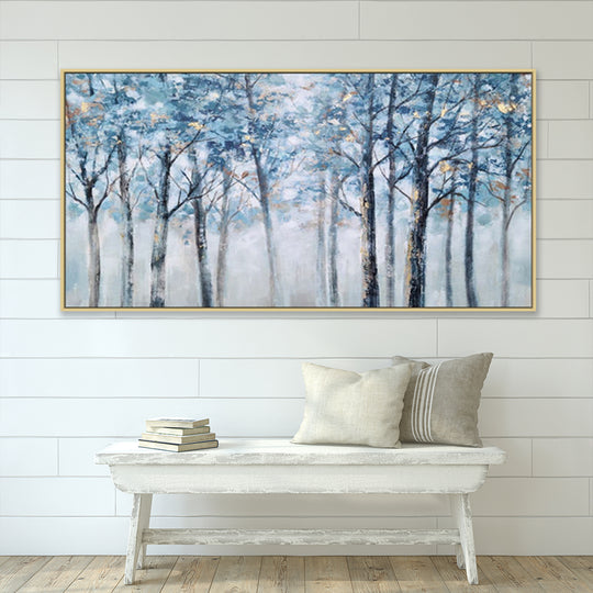 Misty Blue Forest - Embellished Art with Shadow Frame - CNL472 - 80x150cm