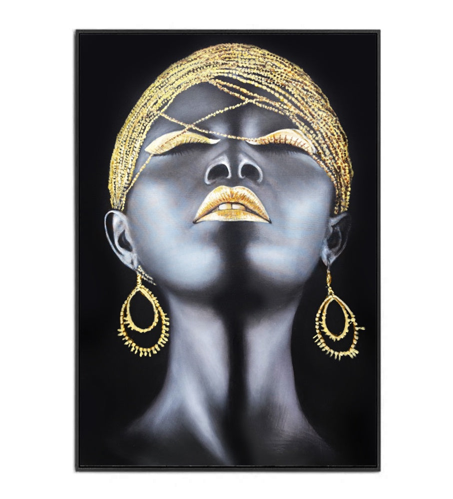 Golden Serenity - Embellished Canvas Art in Black Frame - 100x150cm - CNL487