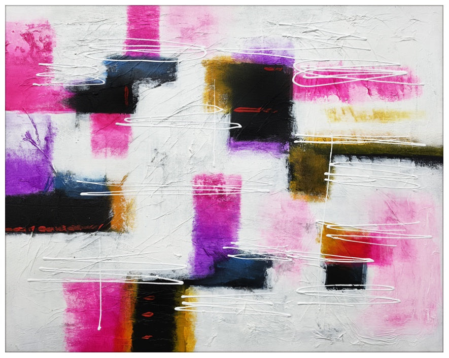 Vivid Harmony - Embellished Canvas Art in White Shadow Frame - 100x120cm - CNL501