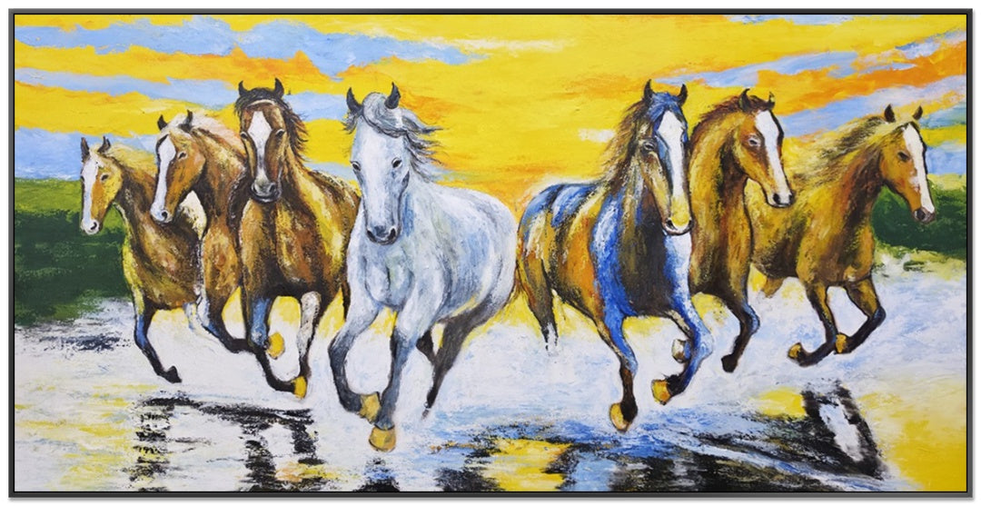 Galloping Freedom - Embellished Canvas Art in Black Shadow Frame - 100x200cm - CNL505