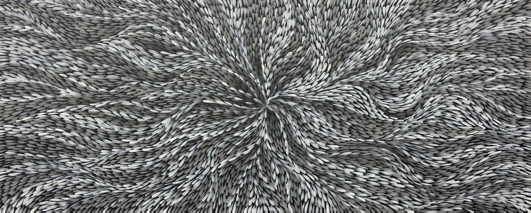 Monochrome Flow - Embellished Canvas Art - 80x200cm - EBA110