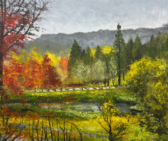 Autumn Park Reflections - Embellished Canvas Art - 100x120cm - EBA111