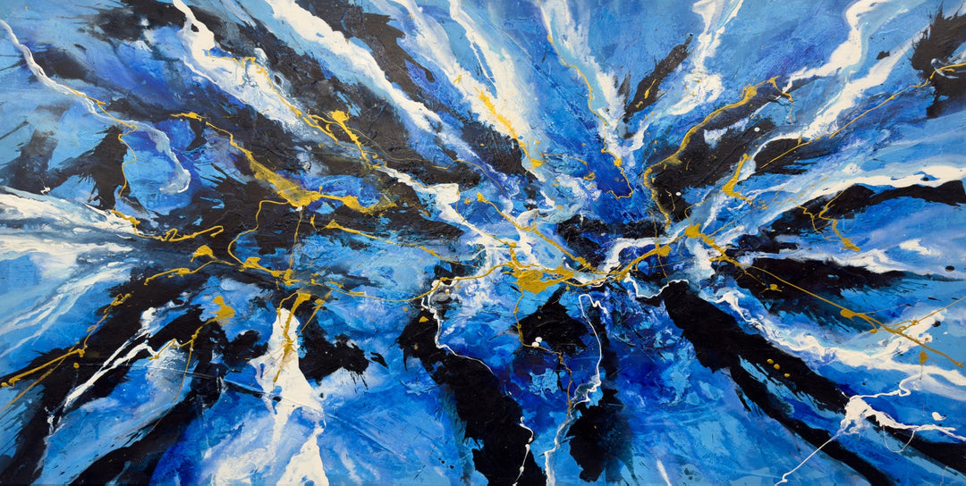 Blue Energy Abstract - Embellished Canvas Art Print - 100x200cm - EBA119