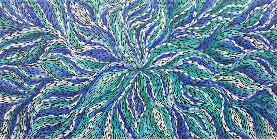 Ocean Currents - Embellished Contemporary Abstract Artwork 100x200cm - EBA128